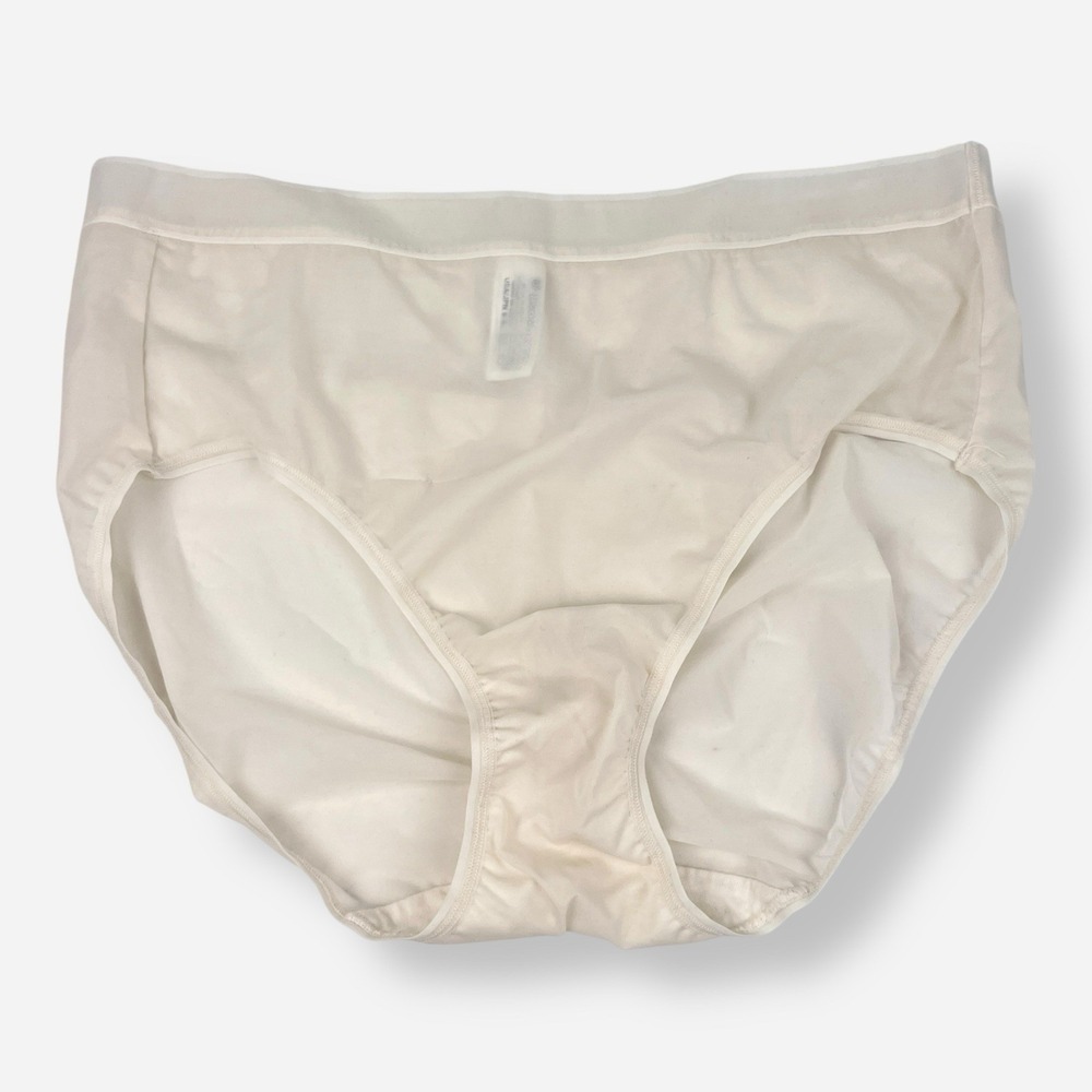 Wacoal Vintage‎ 871251 Ivory Cream Ruched High Waisted Brief Panties 8 XL Sheer